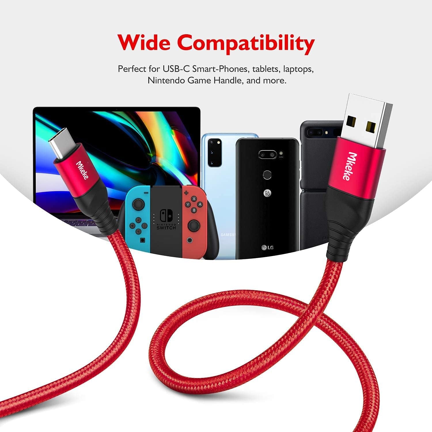 3 Pack 5.9Ft USB 2.0 Male-To-Male Data Sync & Fast Charge Cable for Smartphones, Laptops, Tablets