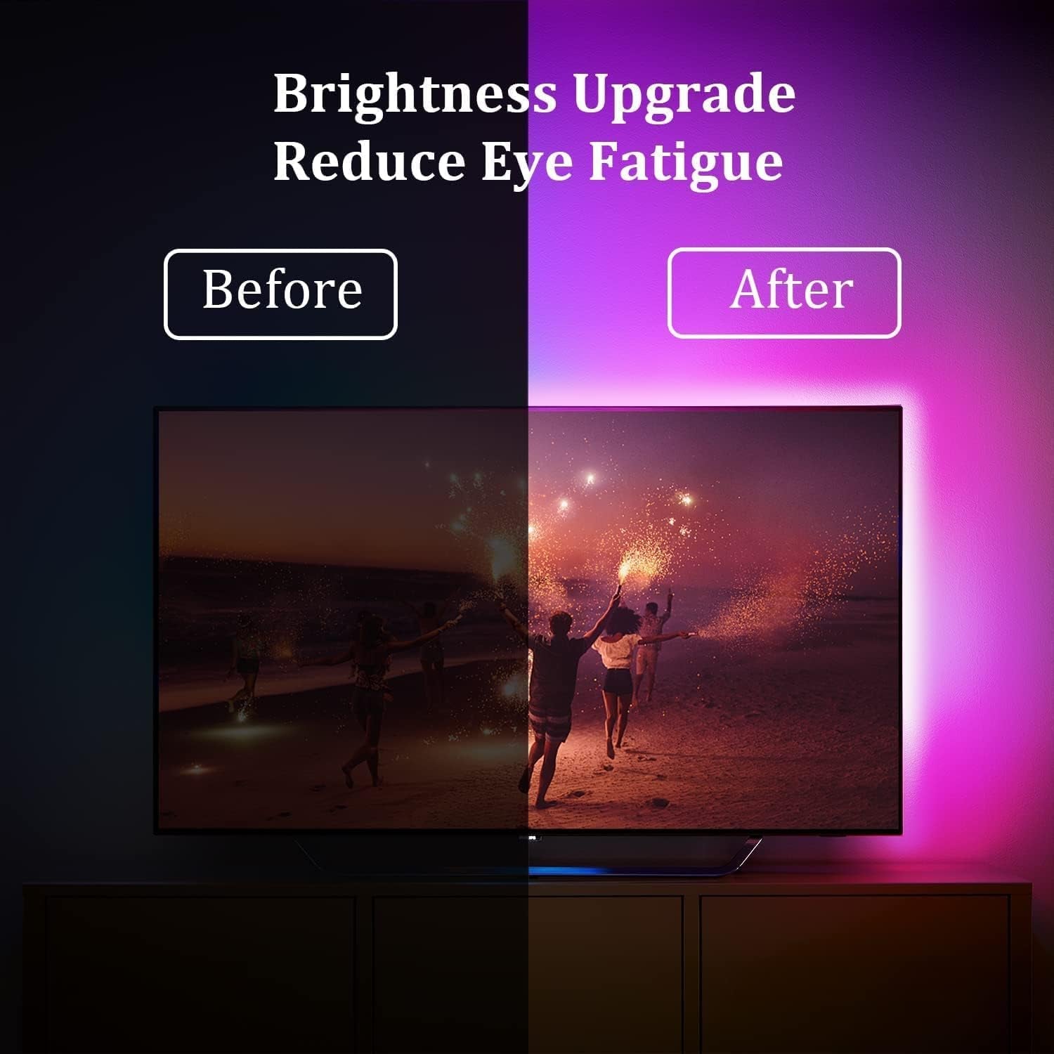 TV LED Backlight for 55-65" Tvs, BGRIC Backlight Sync to Screen & Music, 12.5Ft TV Led Backlights for LED Show, Gaming Room, App Control