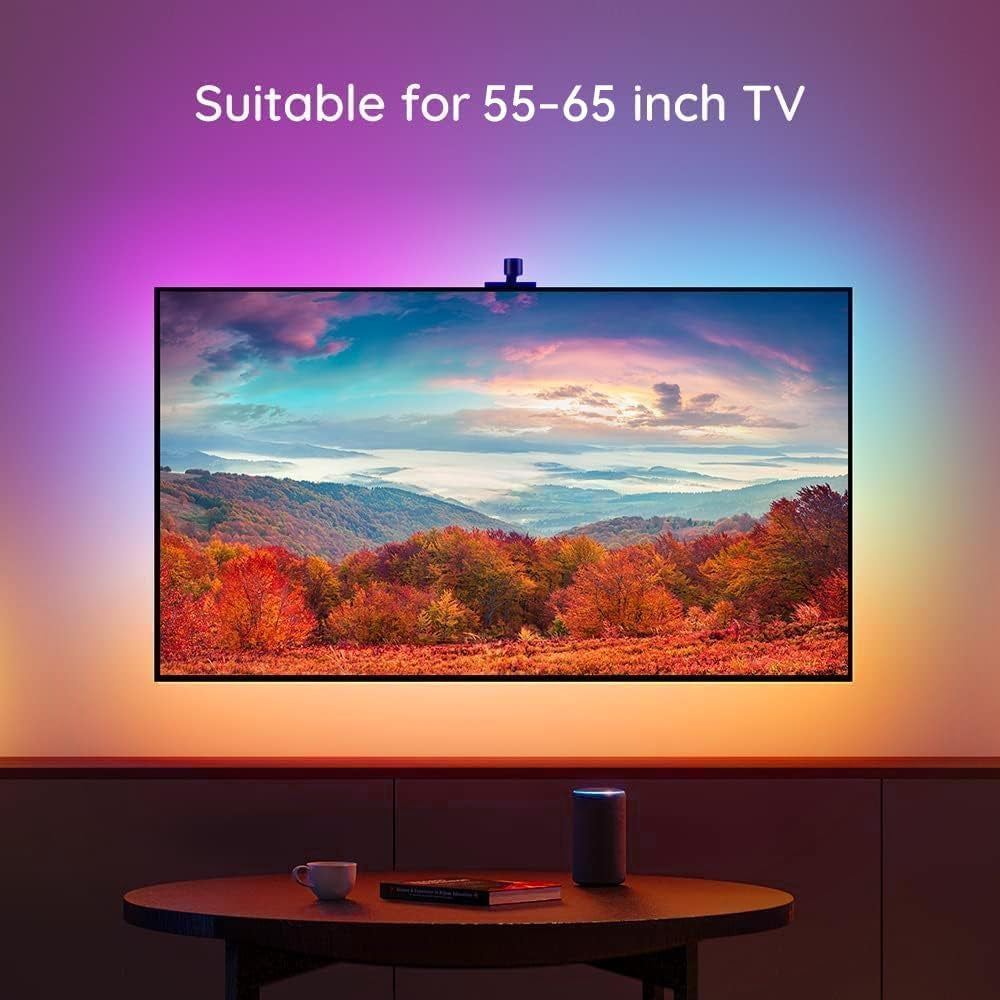 TV LED Backlight for 55-65" Tvs, BGRIC Backlight Sync to Screen & Music, 12.5Ft TV Led Backlights for LED Show, Gaming Room, App Control