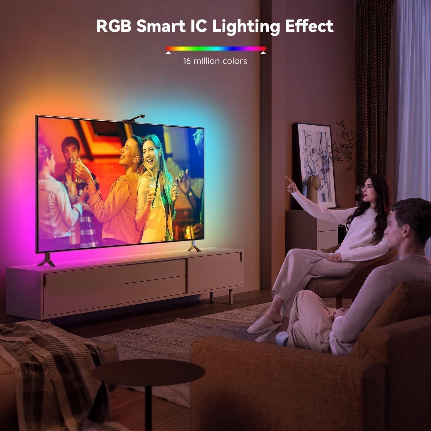 TV LED Backlight for 55-65" Tvs, BGRIC Backlight Sync to Screen & Music, 12.5Ft TV Led Backlights for LED Show, Gaming Room, App Control